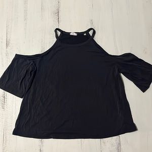 Dark Blue Off the Shoulder with Straps Shirt